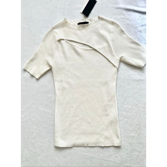 Lea & Viola cream color peekaboo knit top - Picture 3 of 11